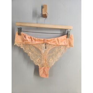 Adore Me Thong Panty Womens 3X Apricot New Lace Satin Bow Lingerie